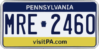 PA license plate MRE2460