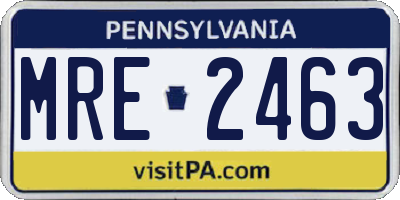 PA license plate MRE2463