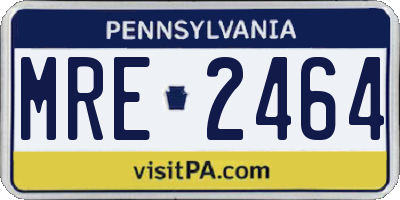 PA license plate MRE2464