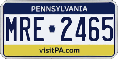 PA license plate MRE2465