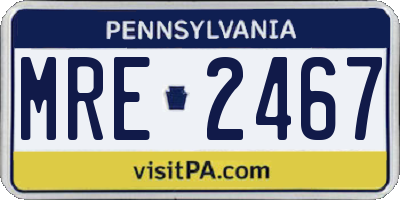 PA license plate MRE2467