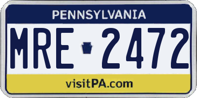 PA license plate MRE2472