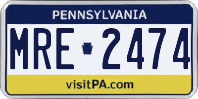 PA license plate MRE2474