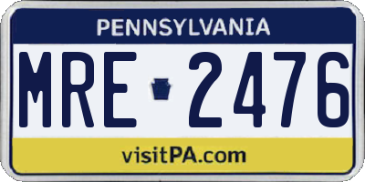 PA license plate MRE2476