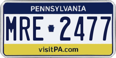 PA license plate MRE2477