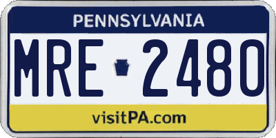 PA license plate MRE2480