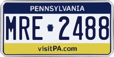 PA license plate MRE2488