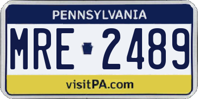 PA license plate MRE2489