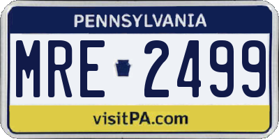 PA license plate MRE2499