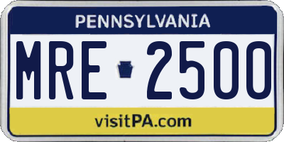 PA license plate MRE2500