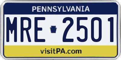 PA license plate MRE2501