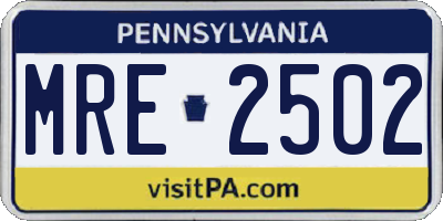 PA license plate MRE2502