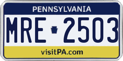 PA license plate MRE2503
