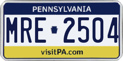 PA license plate MRE2504