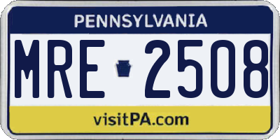 PA license plate MRE2508