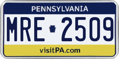 PA license plate MRE2509