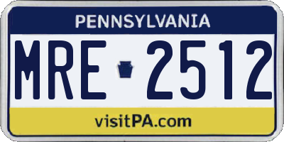 PA license plate MRE2512