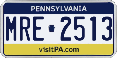 PA license plate MRE2513