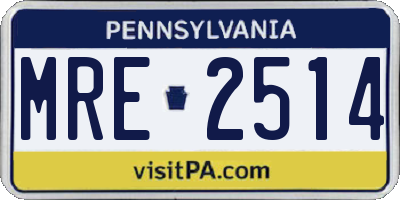 PA license plate MRE2514