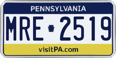 PA license plate MRE2519