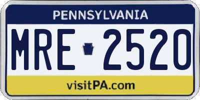 PA license plate MRE2520