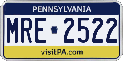 PA license plate MRE2522