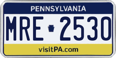 PA license plate MRE2530