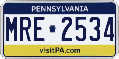 PA license plate MRE2534
