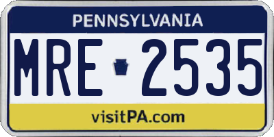 PA license plate MRE2535