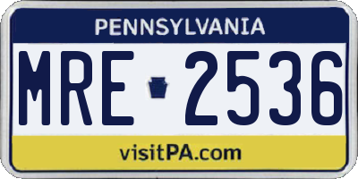 PA license plate MRE2536