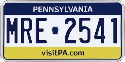 PA license plate MRE2541
