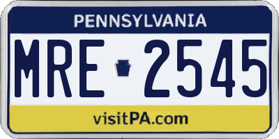 PA license plate MRE2545