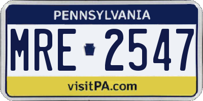 PA license plate MRE2547