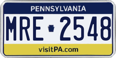 PA license plate MRE2548