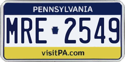 PA license plate MRE2549
