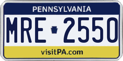 PA license plate MRE2550