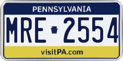PA license plate MRE2554