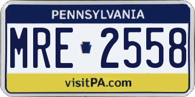 PA license plate MRE2558