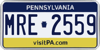 PA license plate MRE2559