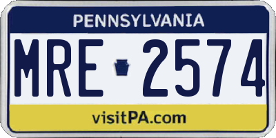 PA license plate MRE2574
