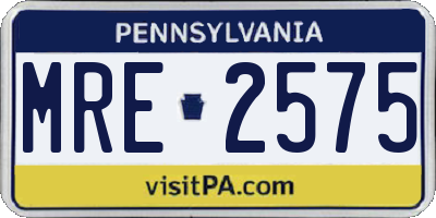 PA license plate MRE2575
