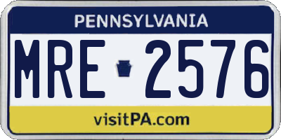 PA license plate MRE2576