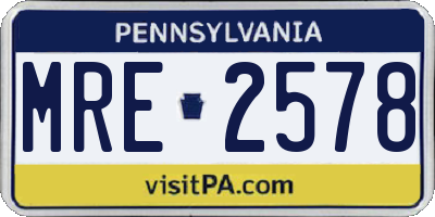 PA license plate MRE2578
