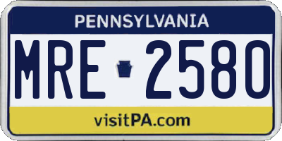 PA license plate MRE2580