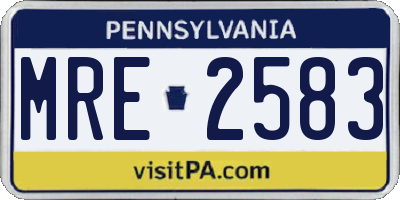 PA license plate MRE2583
