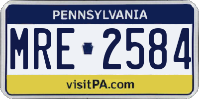 PA license plate MRE2584