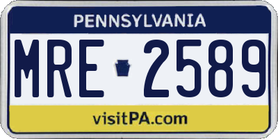 PA license plate MRE2589