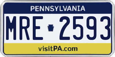 PA license plate MRE2593