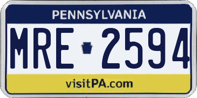 PA license plate MRE2594
