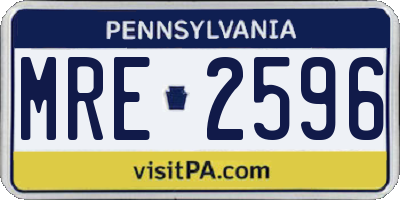 PA license plate MRE2596